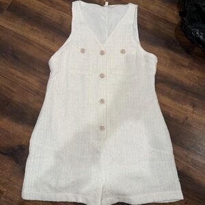 White Sleeveless Buttoned Romper
